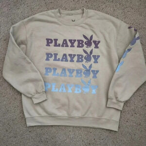 Playboy Cream Oversized Crewneck Sweater‎ Size Large